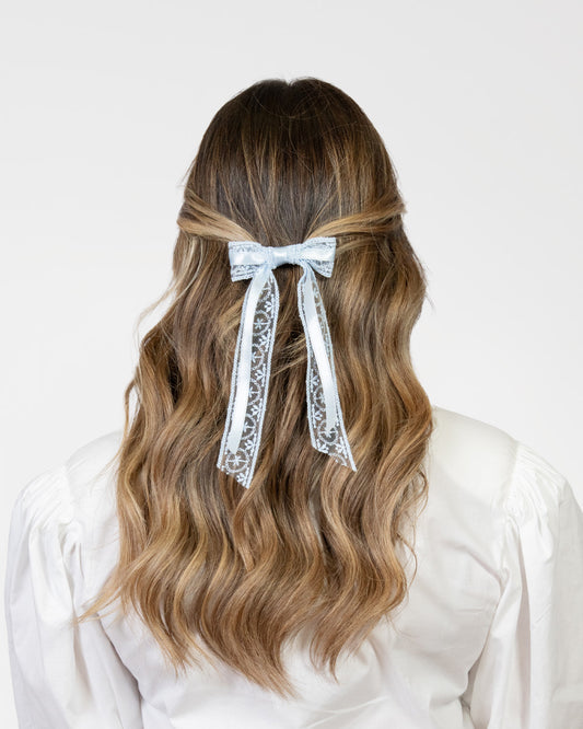 Fermaglio per Capelli in Tulle Ricamato e Raso - Mini
